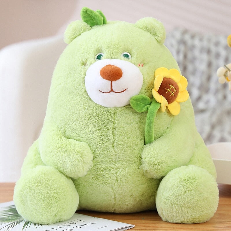 Round Romantic Bear Couple with Rose Plush