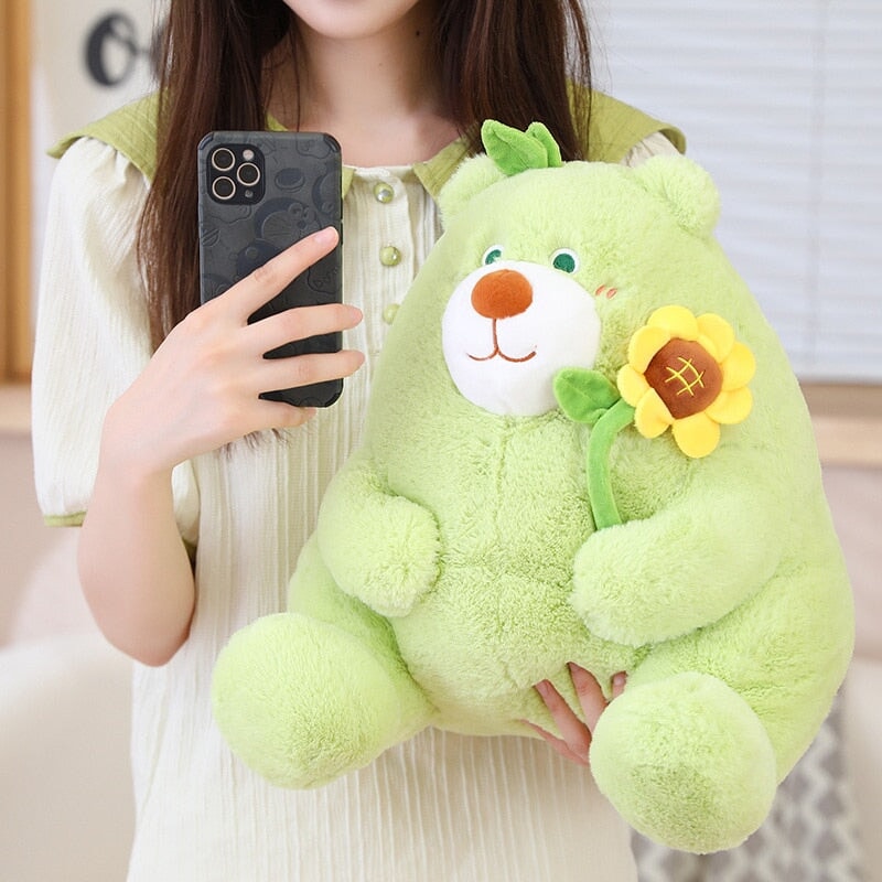 Round Romantic Bear Couple with Rose Plush