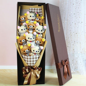 Rose-Themed Teddy Bear Plush Bouquet with 8 Options (Optional Gift Box Included)