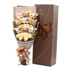 Rose-Themed Teddy Bear Plush Bouquet with 8 Options (Optional Gift Box Included)