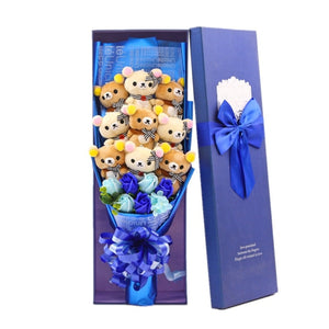 Rose-Themed Teddy Bear Plush Bouquet with 8 Options (Optional Gift Box Included)