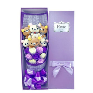 Rose-Themed Teddy Bear Plush Bouquet with 8 Options (Optional Gift Box Included)