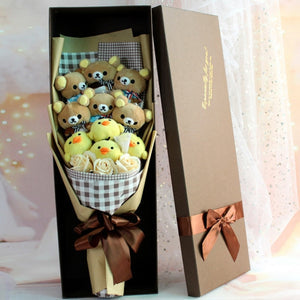 Rose-Themed Teddy Bear Plush Bouquet with 8 Options (Optional Gift Box Included)