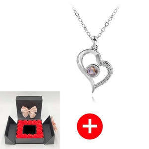 Unique 'I Love You' Necklace with 100 Language Projection and Rose Box Gift (30 Designs