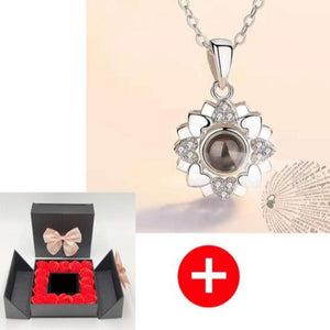 Unique 'I Love You' Necklace with 100 Language Projection and Rose Box Gift (30 Designs