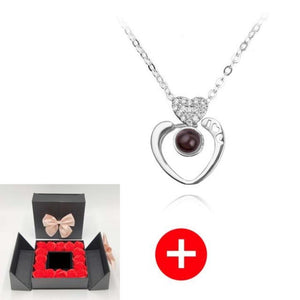 Unique 'I Love You' Necklace with 100 Language Projection and Rose Box Gift (30 Designs