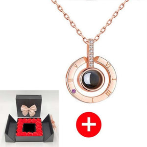 Unique 'I Love You' Necklace with 100 Language Projection and Rose Box Gift (30 Designs