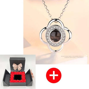 Unique 'I Love You' Necklace with 100 Language Projection and Rose Box Gift (30 Designs