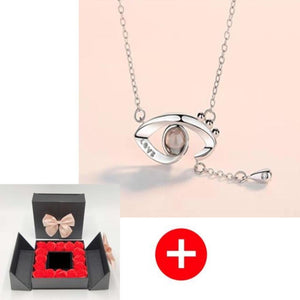 Unique 'I Love You' Necklace with 100 Language Projection and Rose Box Gift (30 Designs