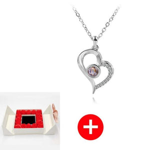 Unique 'I Love You' Necklace with 100 Language Projection and Rose Box Gift (30 Designs