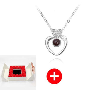 Unique 'I Love You' Necklace with 100 Language Projection and Rose Box Gift (30 Designs